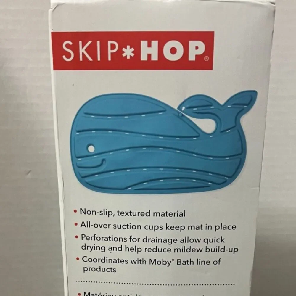 Skip Hop Moby Bathmat Blue Whale Shaped Non-Slip New